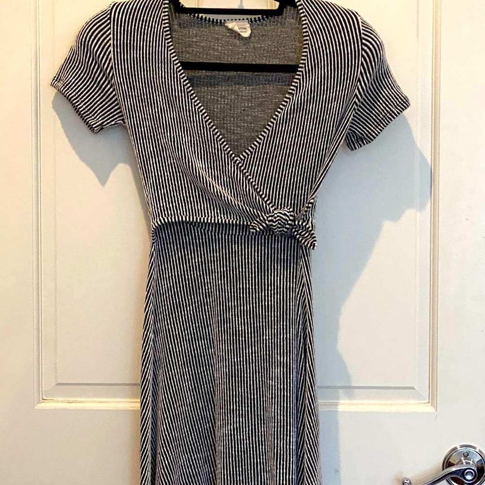 Black & white striped softest wrap-like dress